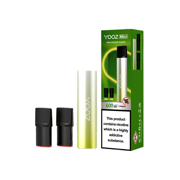 20mg Yooz Mini Rechargeable Device & Vape Pods x2 600 Puffs (BUY 5 GET