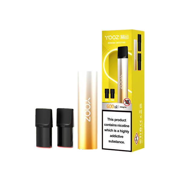 20mg Yooz Mini Rechargeable Device & Vape Pods x2 600 Puffs (BUY 5 GET