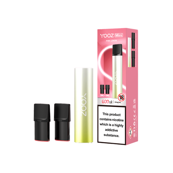 20mg Yooz Mini Rechargeable Device & Vape Pods x2 600 Puffs (BUY 5 GET