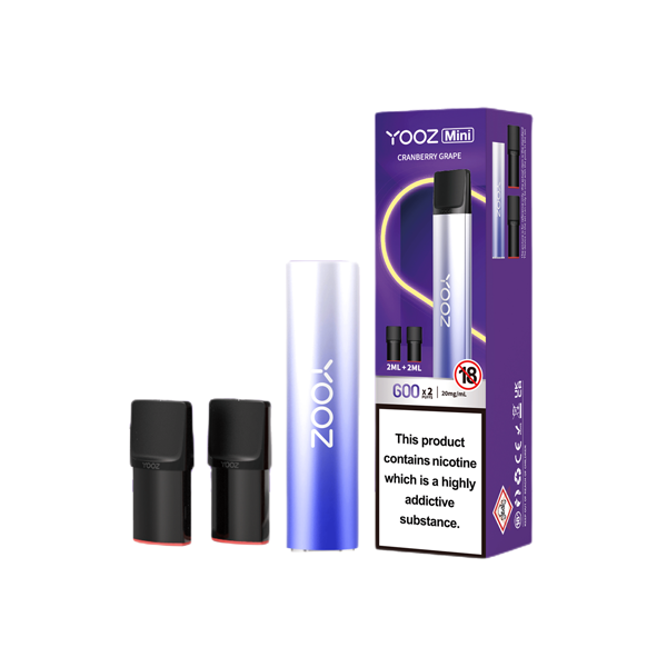 20mg Yooz Mini Rechargeable Device & Vape Pods x2 600 Puffs (BUY 5 GET