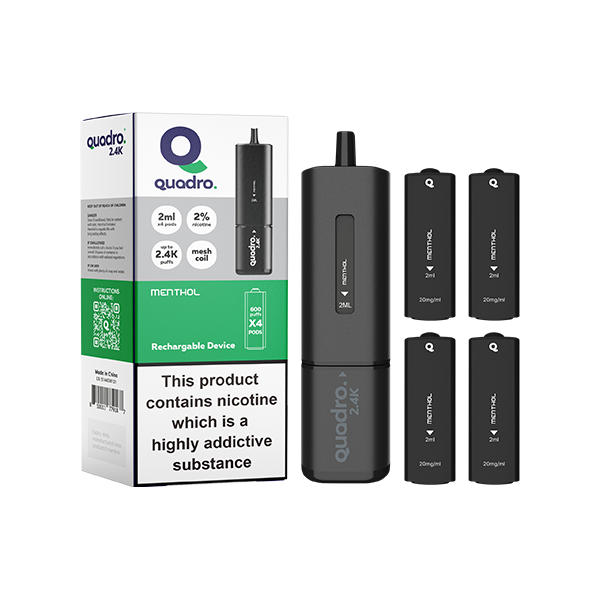 20mg Quadro 2.4K Pod Vape Kit Black Series 2400 Pu...