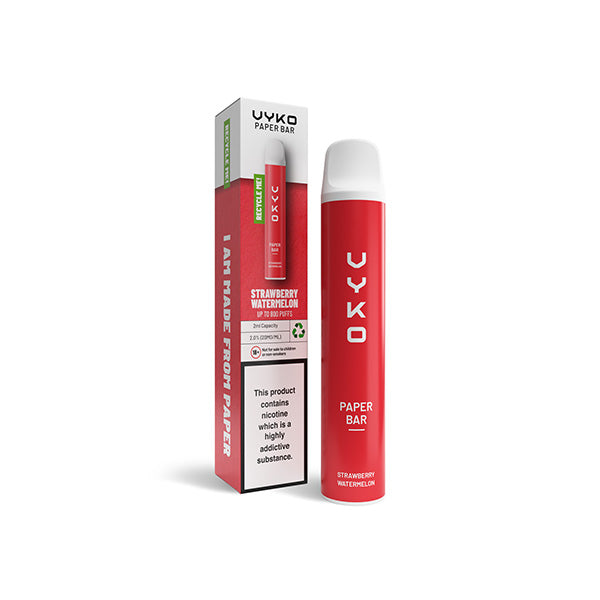 20mg VYKO (99% Plastic Free) Paper Bar Disposable Vape Device 800