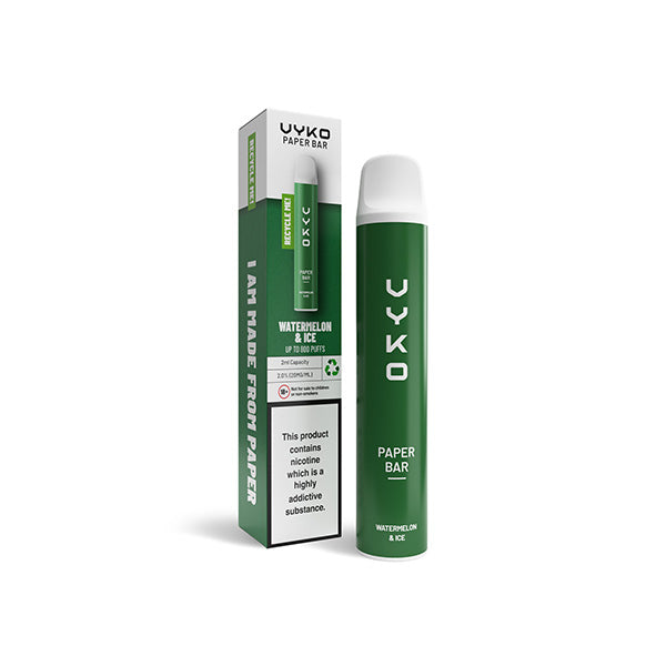 20mg VYKO (99% Plastic Free) Paper Bar Disposable Vape Device 800