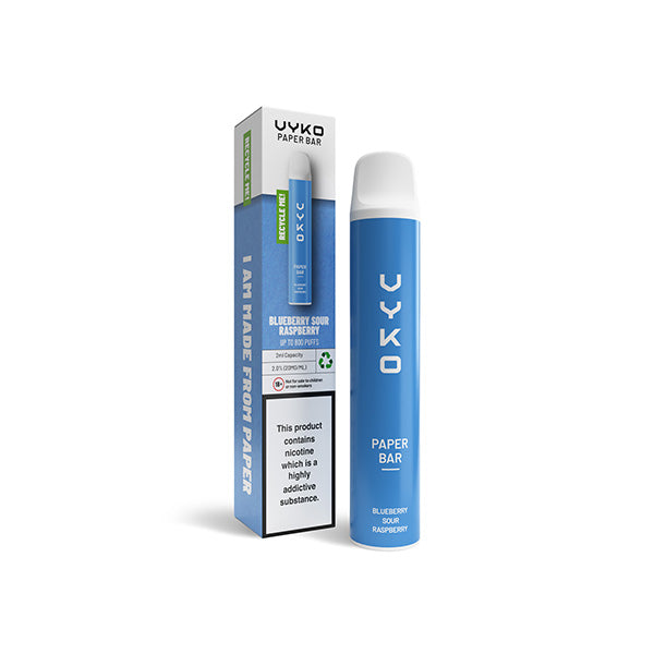 20mg VYKO (99% Plastic Free) Paper Bar Disposable Vape Device 800