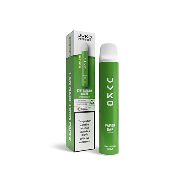 20mg VYKO (99% Plastic Free) Paper Bar Disposable Vape Device 800